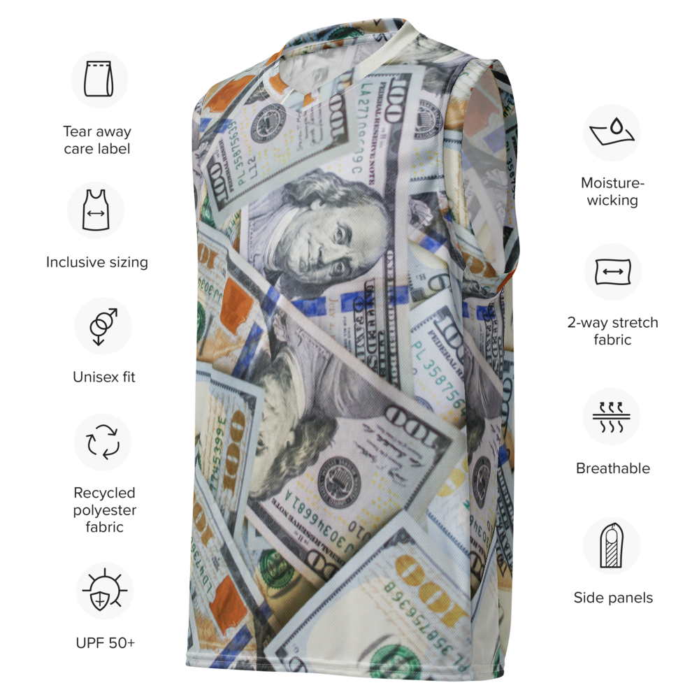 Benjamin Buckets - Money Print Recycled Basketball Jersey